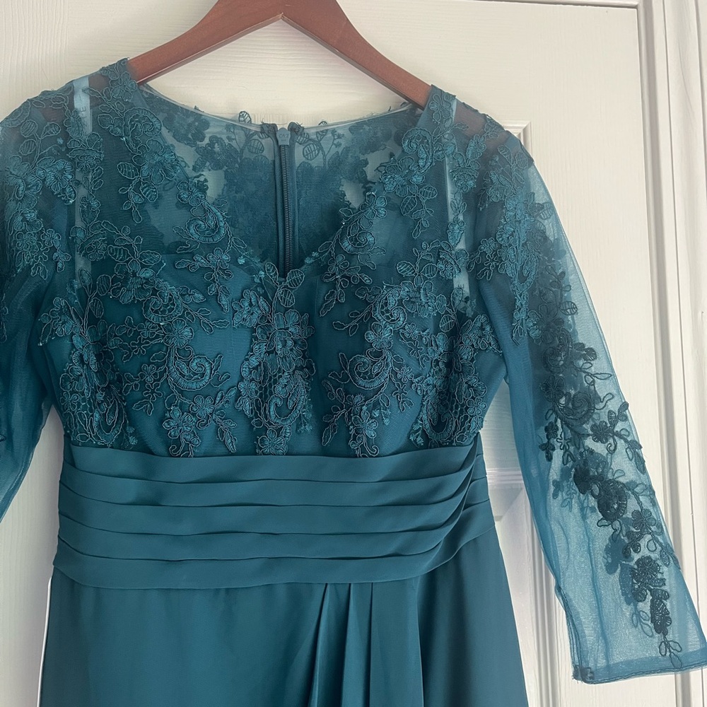 Azazie Teal Lace Formal dress